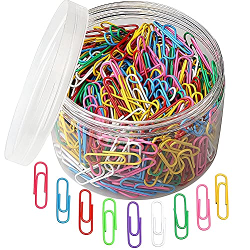 SUMAJU 500 PCS Colored Paper Clips, 33 mm/1.3Inch Assorted Paperclips