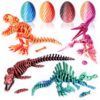 Sumsoltic 3D Printed Dinosaur Toy Set, 4 Piece Articulated Dinosaur Models with Matching Dinosaur Eggs, PLA Gradient Educational Toy for Kids 3-12