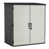Suncast XL Vertical Storage Shed, 106 Cu Ft, Lockable Doors, Iron Ore Gray