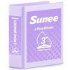 SUNEE 3 Ring Binder 3 Inch D Ring, Clear View Binder Three Ring PVC-Free (Fit 8.5x11 Inches) for School or Office Supplies, Light Purple, 1 Pack