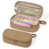 SUNEE Cute Pencil Case, Large Capacity Pencil Pouch, Soft Corduroy Pencil Bag, Big Storage Pen Organizer for Stationery, Aesthetic Zipper Pencil Box, Back to School Supplies for Teen Girls Boys, Khaki