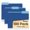 SUNEE File Folders, 100 Pack Manilla Folders 8.5 x 11, Colored File Folders Home Office School Supplies for Documents Files Paper,Navy Blue