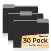 SUNEE File Folders, 30 Pack Manilla Folders 8.5 x 11, Colored File Folders Home Office School Supplies for Documents Files Paper, Black