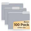 SUNEE File Folders Letter Size Gray, 100 Pack Manilla Folders 8.5 x 11 1/3-Cut Tabs, Colored File Folders Office Home School for Documents Files Paper