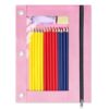 SUNEE Pencil Pouch for 3 Ring Binder, Zipper Pencil Pouch with Clear Window, 3 Reinforced Grommets, Binder Accessories for School and Office Supplies Storage, Pink