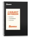 SUNEE Spiral Notebook, 2-Subject, College Ruled Paper, 6" x 9-1/2", 80 Sheets, Spiral Notebooks for School, Black