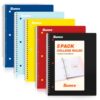 SUNEE Spiral Notebooks, 1-Subject, 5 Pack, College Ruled Paper, 8" x 10-1/2", 70 Sheets per Notebook, 3-Hole Punched Paper, Spiral Lined Notebooks for School, Work, Classic Colors
