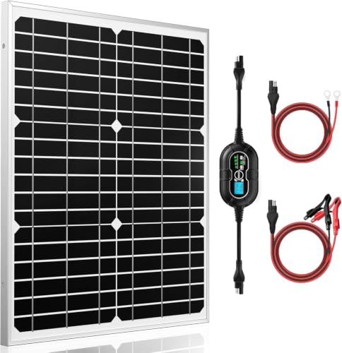 SUNER POWER 12V Solar Panel Kit 20W, High Efficiency 20 Watt Solar Panel + Ultra-Smart 10A MPPT Charge Controller, Solar Battery Trickle Charger Maintainer for Boat Car RV Motorcycle Marine Automotive