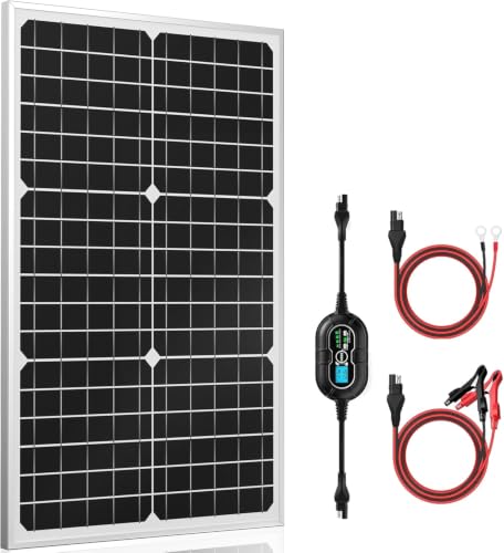 SUNER POWER 12V Solar Panel Kit 30W, Waterproof 30 Watt Solar Panel + Ultra-Smart 10A MPPT Charge Controller, Solar Battery Trickle Charger Maintainer for Boat Car RV Motorcycle Marine Automotive