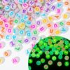 Sunlode Letter Beads Glow in The Dark, 1000Pcs Colorful Alphabet Beads for Bracelets Fun UV Neon Beads Bulk for Friendship Bracelets Rave Kandi Bead for Jewelry Keychain Making DIY Halloween Crafts