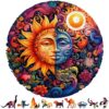 Sun Moon Mandala Wooden Puzzle 454pcs Unique Wood Animal Shaped Puzzle