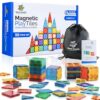 SUNNY AUNTIE Magnetic Tiles 56 PCS Building Set – Magnetic Building Tiles STEM Toy for Kids & Toddlers Ages 3-8, Magnet Construction Set for Boys & Girls