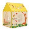 Sunny Meadow Kids Play Tent House, Yellow Animal Friends Themed Playhouse with Mesh Window, Indoor Outdoor Pop Up Tent for Boys & Girls