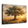 Sunset Money Tree Dollar Bills Wall Art (Framed,12x18 inch)