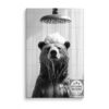 SUOLIUKJYS Black and White Bathroom Bear Wall Art, Whimsical Canvas Decor