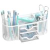 SUPEASY Mesh Desk Organizer, Pen Holder for Desk with 2 Drawers, White