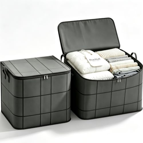 Super Ergonomic Peachloft Storage Bins Clothes 2-Pack, Drawer Organizers for Jeans Washable Foldable Closet Storage Bins for Shirts and Pants, Sturdy Clothing Dividers (Large & Medium) (Extra Large)