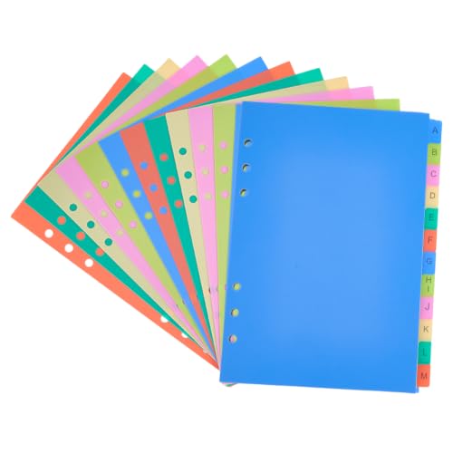 SUPERFINDINGS A5 A-Z Alphabet Binder Dividers with 24 Tabs for 6 Ring A5 Multicolor Tabs Alphabet Dividers 8.27x5.59in Plastic Blank Index Divider for 6 Hole Binders Office Filing Project Organize