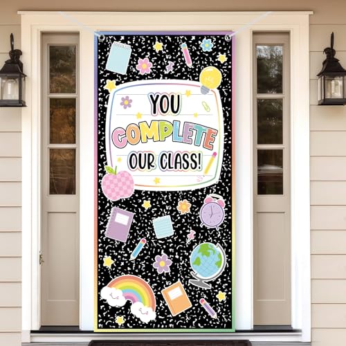 Supervitae Composition Notebook Banner for Back to School Classroom First Day of School Door Cover Welcome Banner Wall Front Door Porch Sign for Kindergarten Preschool Elementary Decor (Complete)
