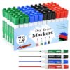 SUQJOY Dry Erase Markers Chisel Tip 72 Pack 4 Colors Black Red Blue Green Whiteboard Markers for Office Meetings Presentations Bulk Set