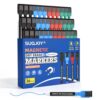SUQJOY Magnetic Dry Erase Markers 36 Count, Fine Tip Whiteboard Markers with Eraser Caps, Low Odor, 4 Colors Black Blue Red Green, for Fridge Calendar, Office and Home