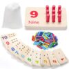 Suwimut Wooden Counting Peg Board, Kindergarten Math Manipulatives Number Counting Toys, Learning Activities Montessori Educational Toys for 3 4 5 Year Old Kids Boys Girls Gifts