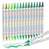 Swemos 15 Green Dual Tip Acrylic Paint Markers, Acrylic Paint Pens