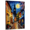 Swirl Night Tower Street Canvas Art, Hidden Frame Romantic Scene (8x10in)