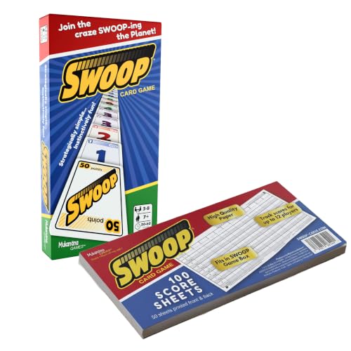 SWOOP Game Night Bundle – Family Card Game + 100-Sheet Scorepad, Easy to Learn Fast-Paced Card Game for Kids, Teens & Adults, Ages 7+, Fun for Family Game Night, Parties, Travel & Gifts