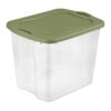 SZOLIUD Clear 95‑Quart Storage Bin with Green Carry Handles