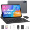 Tablet 10 Inch, Android 16 Tablet with Keyboard, 16GB RAM + 32GB, Gray