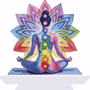 Tabletop Diamond Art Kits for Adults - Chakra Lotus Diamond Painting Figurines Ornaments, DIY 5D Diamond Art Statues Diamond Dots Sculpture Special Shaped Paintings with Diamonds Gem Art and Crafts