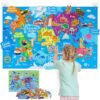 Taika 43x28 World Map Felt Board Set, Educational World Map Flannel Toy