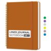 Taja Lined Spiral Journal Notebook for Women & Men, 140 Pages, College Ruled Hardcover Notebook for Work & Note Taking, Journals for Writing, A5 (6" x 8") - Caramel Brown
