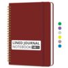 Taja Lined Spiral Journal Notebook for Women & Men, 140 Pages, College Ruled Hardcover Notebook for Work & Note Taking, Journals for Writing, A5 (6" x 8") - Cognac