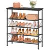Tajsoon 5 Tier Shoe Rack Organizer for 16-20 Pairs of Shoes, Black