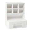 Tall Desktop Organizer with Drawer, White Plastic Desk Organizer for Office, School and Craft Supplies, Space-Saving Storage