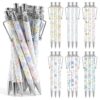 Tallew 30 Pcs Blue Pink Flowers Ballpoint Pens Bulk Flower Party Favors Sliver Floral Pens Welcome Back to School School Supplies for Women Teacher Students Classroom Rewards