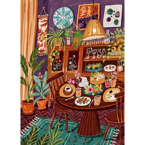 TangComplete - Cozy Dinner Puzzles for Adults 1000 Pieces, Puzzles with Letters on Back, Impossible Hard Difficult Challenging, Precise Interlocking Pieces, Home Wall Decoration & Ideal Gift