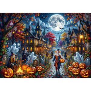 TangComplete Halloween Clown Puzzles for Adults 1000 Pieces, Letters on Back, Impossible Hard Difficult Challenging, Precise Interlocking Pieces, Home Wall Decoration