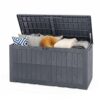 Tangkula 120 Gallon Waterproof Outdoor Storage Box with Lockable Lid