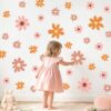 Tanlaby 9 Sheets Daisy Wall Decals Boho Flower Floral Wall Stickers