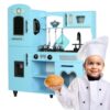 TaoHFE Toy Kitchen, Blue Kids Kitchen Playset for Kids Ages 4-8 Boys Gift