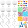Tasdurian 12 Set DIY Stress Ball Making Kit Milky Blank Stress Ball DIY Kit with 12 Skin Empty Squeeze Balls Fill Bead Expander Tool Device for Make Pressure Balls(Warm Colors,Hexagonal Lizard)