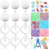 Tasdurian 12 Set DIY Stress Ball Making Kit Milky Blank Stress Ball DIY Kit with 12 Skin Empty Squeeze Balls Fill Bead Expander Tool Device for Make Pressure Balls(Colorful,Dinosaur)