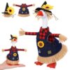 Tasdurian Fall Thanksgiving Mini Desk Goose Outift 7inch Magnetic Goose Statue Key Holder Funny Costume Accessories for Home Kitchen Office Table Desk Decor Gifts(1 Pack,Scarecrow)