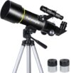 Tatatoyia Telescopes Telescope for Kids and Adults Beginners, 70mm Aperture 400mm Focus Length Refractor Travel Telescope with AZ Mount for Observe The Moon and Landscape-Black