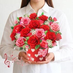 Tcamp Pop Up Birthday Cards with Music & Light, Rose Bouquet Greeting Card