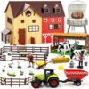 Tcvents Farm Toys Playset, Farm Tractor Animal Toys for Kids Toddlers 3 4-8