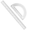 Tdfronien 2 Packs 12 Inch Plastic Ruler and 6 Inch Plastic Protractor Set Clear Math Geometry Set Classroom Set Angle Detector School Supplies Classroom Ruler Home Office Drawings (Transparent)